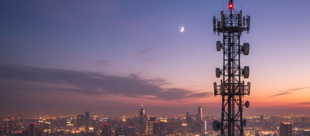 Telecom tower at dusk